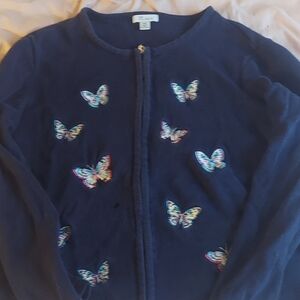 Women's Navy Blue Butterfly Cardigan